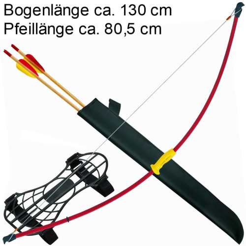 Preview: Haller Recurve Jugendbogen Set, Fiberglas, 130 cm, 15 lbs, mit 2 Pfeilen und Zubehör